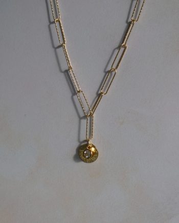 Sunburst Paperclip Gemstone Necklace